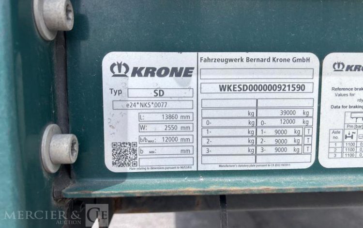 KRONE SREM PLSC 3 ESSIEUX 38T NOIR FN-935-PT
