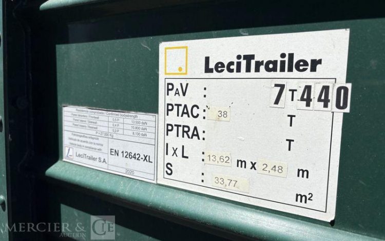 LECITRAILER SREM PLSC 3 ESSIEUX 38T HAYON VERT FT-111-WA