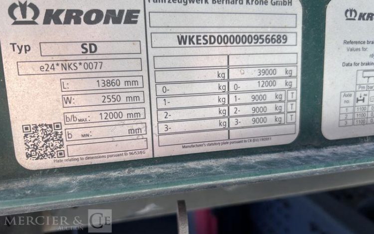 KRONE SREM PLSC 3 ESSIEUX 38T VERT FW-240-LK