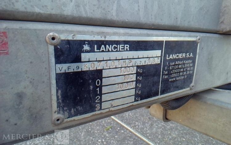LANCIER REMORQUE PORTE TOURET K750 – 1 ESSIEU – PTAC 1T –  GK-016-NC
