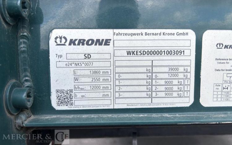 KRONE SREM PLSC 3 ESSIEUX 39T NOIR GK-844-DG