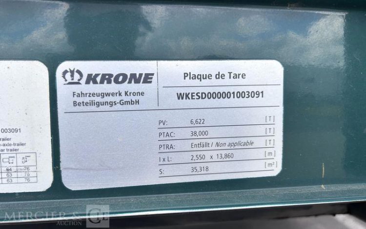 KRONE SREM PLSC 3 ESSIEUX 39T NOIR GK-844-DG