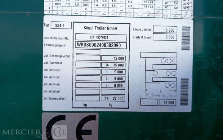 KOGEL SEMI REMORQUE 3 ESSIEUX  GQ-175-XW