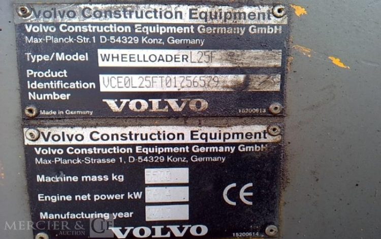 VOLVO CHARGEUSE ARTICULEE L25F – 2T – 2754H – AN2014  120302