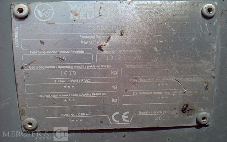 WACKER NEUSON MINI PELLE ET16 – 1T6 – 2509H – AN2017  269854