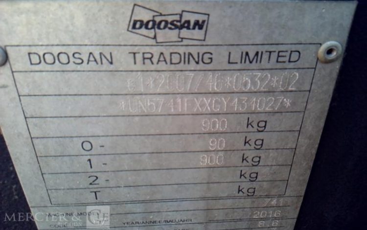 DOOSAN COMPRESSEUR D AIR 7/41 – 4100L – 7 BARS – 2720H – 1 ESSIEU – PTAC900KG  DZ-625-MC