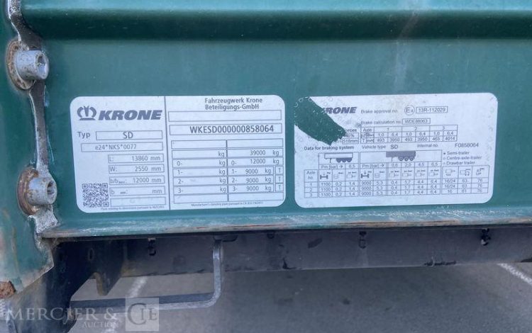 KRONE SEMI REMORQUE  FD-439-CH