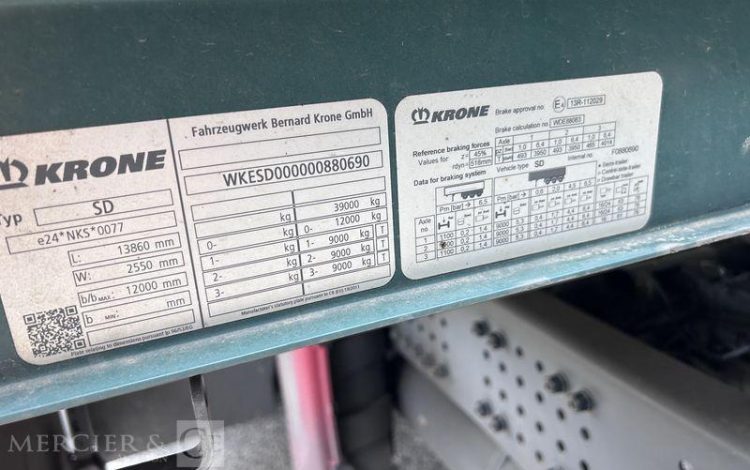 KRONE SREM PLSC 3 ESSIEUX 38T HAYON VERT FE-414-VZ