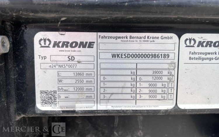 KRONE SREM PLSC 3 ESSIEUX 38T VERT GA-848-ZN
