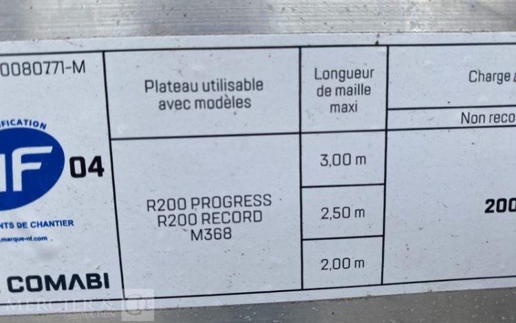 ECIM REMORQUE 1 ESSIEU – AVEC ECHAFAUDAGE COMABI R200 PROGRESS RECORD M368 – 88M2  GR-165-VX