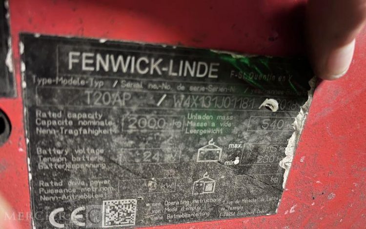FENWICK TRANSPALETTE ELECTRIQUE T20AP – CAP 2T – AN 2018 ROUGE J01181