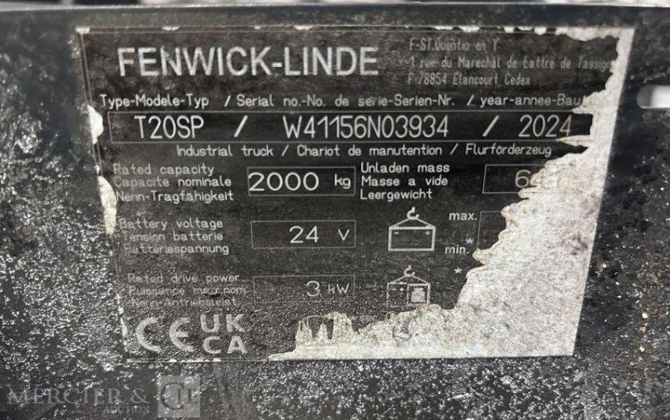 FENWICK TRANSPALETTE ELECTRIQUE T20SP -CAP 2T – AN 2024 – 834 HEURES ROUGE N03934
