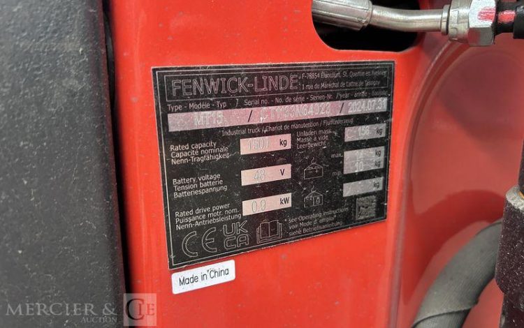 FENWICK TRANSPALETTE ELECTRIQUE MT15 – CAP 1T5 – AN 2024 – 127 HEURES ROUGE N64023