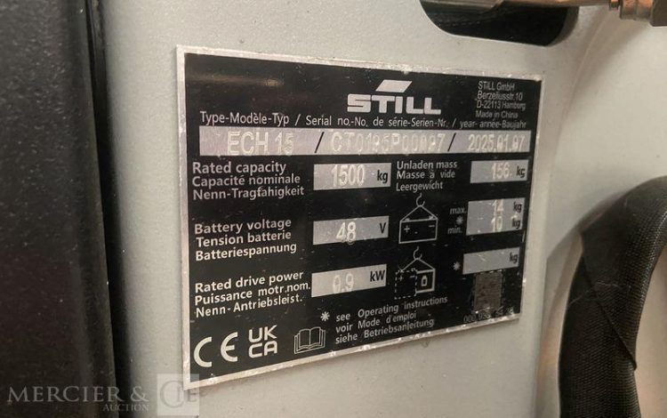 STILL TRANSPALETTE ELECTRIQUE ECH 15 – CAP 1T5 – AN 2025 – 54 HEURES ORA P00097