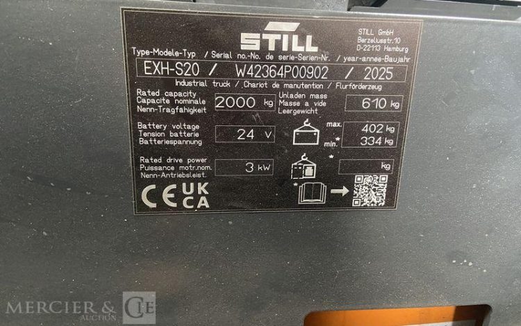 STILL TRANSPALETTE ELECTRIQUE EXH-S20 – CAP 2T – AN 2025 ORA P00902