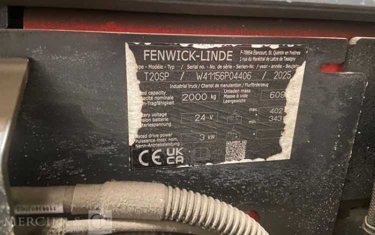 FENWICK TRANSPALETTE ELECTRIQUE T20SP – CAP 2T – AN 2025 – 308 HEURES ROUGE P04406