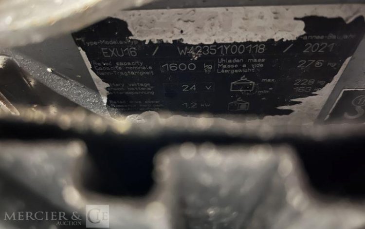 STILL TRANSPALETTE ELECTRIQUE EXU16 -CAP 1T6 – AN 2021 – 1931 HEURES ORA Y00118