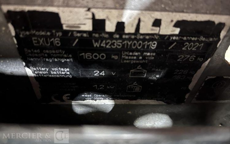 STILL TRANSPALETTE ELECTRIQUE EXU16- CAP 1T6 – AN 2021 ORA Y00119