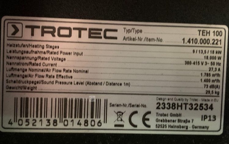 TROTEC TEH100  C18011395