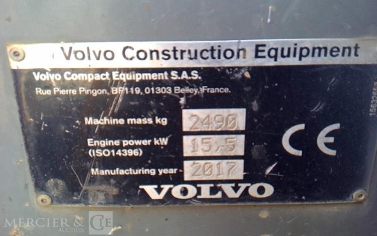 VOLVO MINI PELLE ECR25D – 2T5 – 3347H – AN2017  264 796
