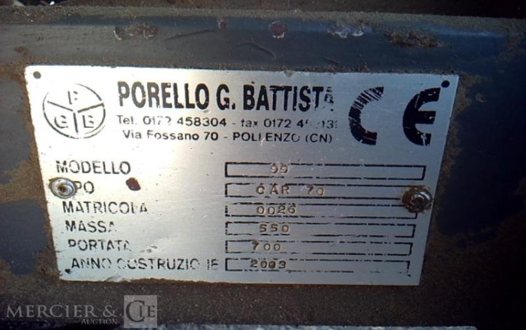 PORELLO G. BATTISTA BROUETTE A CHENILLES / MODEL 99 / 700KG AN2003  BC2