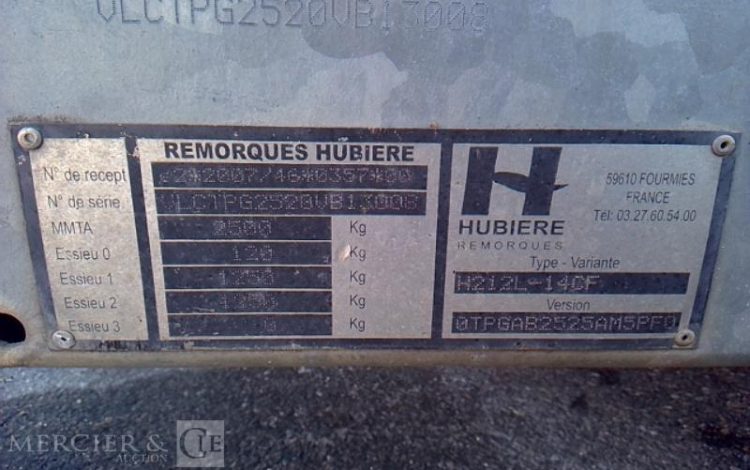 HUBIERE REMORQUE PORTE ENGIN 2T  CQ-854-PJ