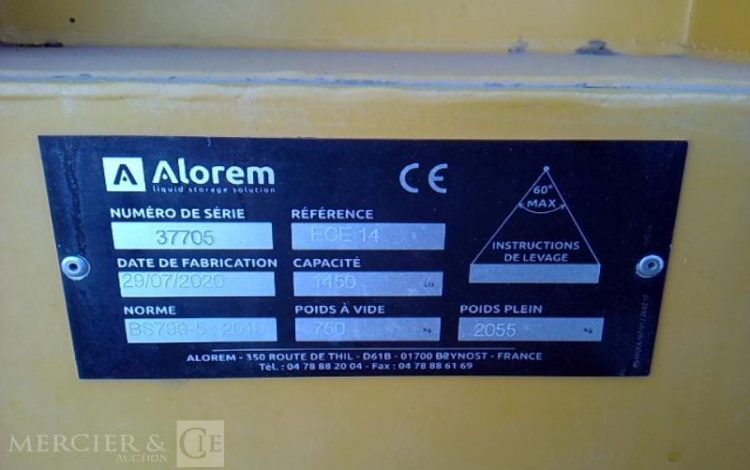 ALOREM CUVE CARBURANT ECE 14 – 1450 LITRES – AN2020  CUV010283