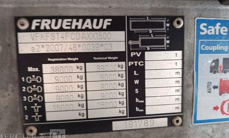 FRUEHAUF SEMI REMORQUE FRIGORIFIQUE EN DESIGNATION PTAC : 38 TONNES- DIESEL  CW-769-VE