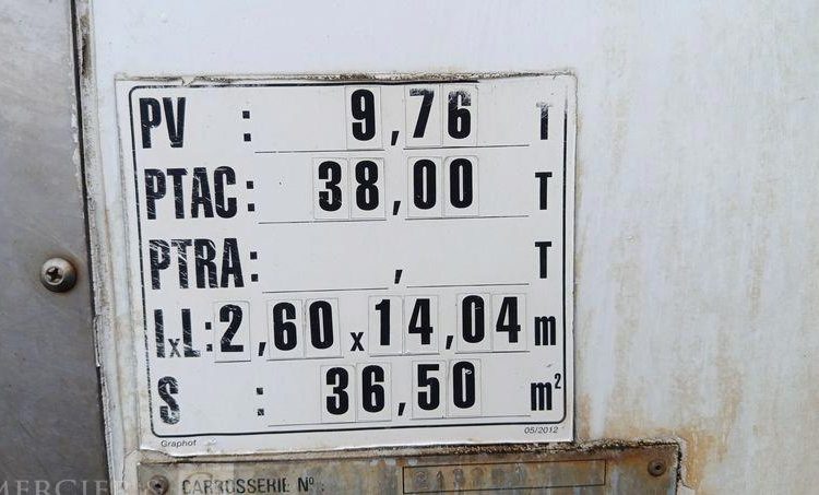 MERKER SEMI REMORQUE FRIGORIFIQUE EN DESIGNATION – PTAC : 38 TONNES – DIESEL –  DB-278-KT