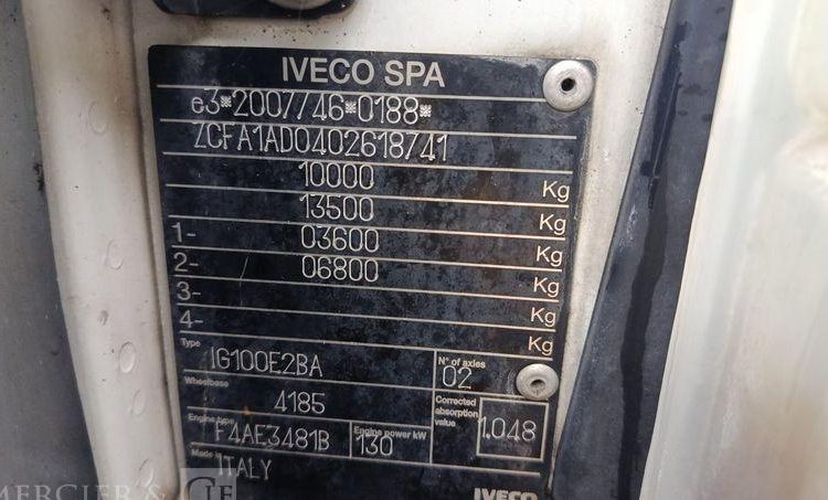 IVECO EURO CARGO 100E118 EEV AVEC GROUPE FROID EN DESIGNATION PTAC : 10 T – DIESEL BLANC DB-780-AD