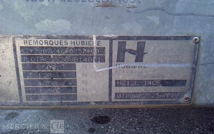 HUBIERE REMORQUE PORTE-ENGIN CU 2T  DF-118-PR