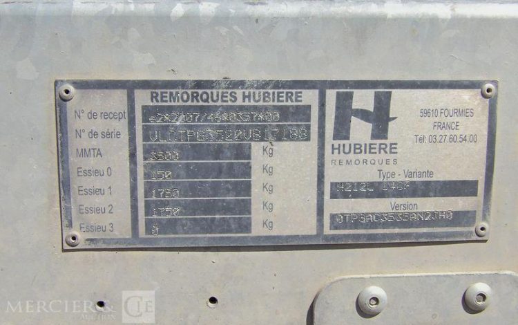 HUBIERE REMORQUE PORTE ENGIN 2T8  EJ-523-PR