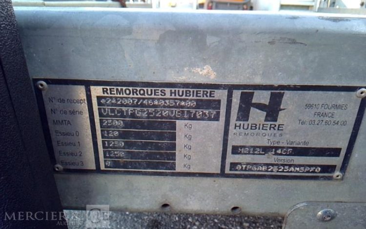 HUBIERE REMORQUE PORTE ENGIN 2T8  EK-996-EB