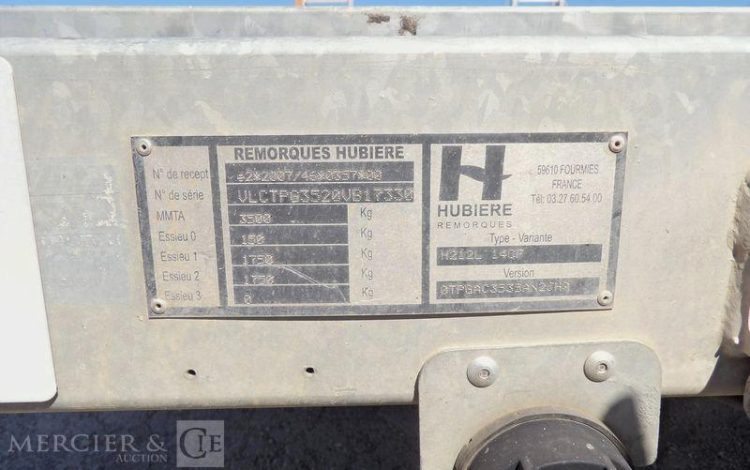 HUBIERE REMORQUE PORTE-ENGIN CU 2T8  EL-306-EQ