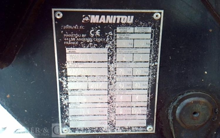 MANITOU NACELLE ARTICULEE MAN GO 12 – 12M – 2382H – AN2017  ELE010209