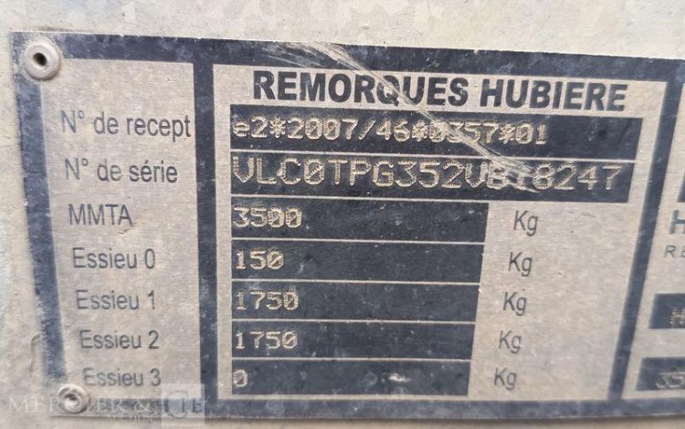 HUBIERE REMORQUE PORTE ENGIN 2 ESSIEUX – PTAC : 3,5 TONNES – ANNEE 2018  ET-424-ZB