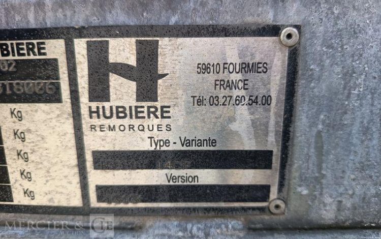 HUBIERE REMORQUE PORTE ROULEAU 1 ESSIEU – PTAC : 1,3 TONNE  ET-474-GS