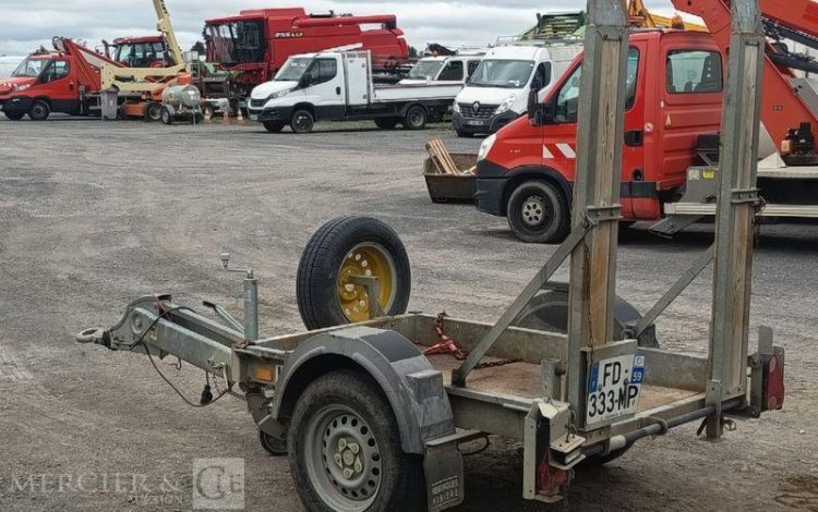 HUBIERE REMORQUE PORTE ROULANT 1 ESSIEU – PTAC : 1,3 TONNE – ANNEE 2019  FD-333-MP