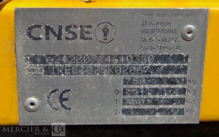 CNSE ABRI DE CHANTIER PTC:750KG CU  FF-856-LQ