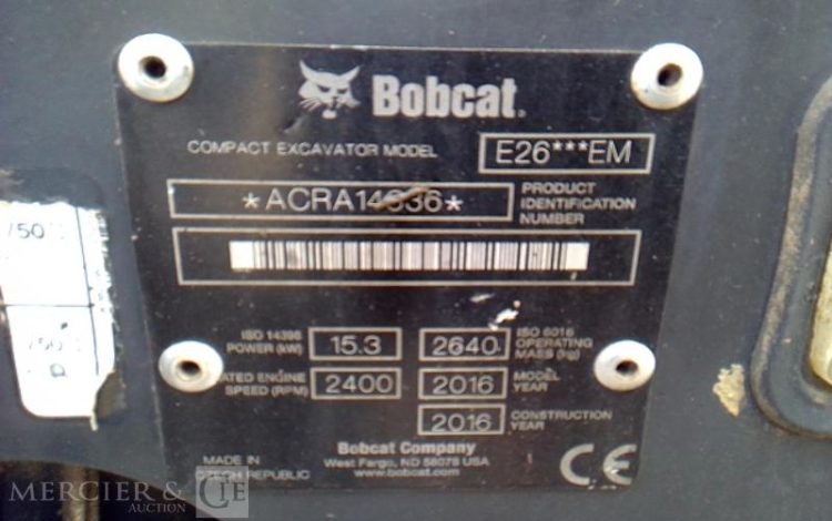 BOBCAT MINI-PELLE E26 – 3 GODETS – 2T6 – 3314H – AN2016  PEL010300