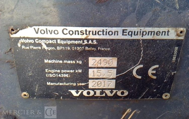 VOLVO MINIPELLE ECR25D – 3 GODETS – 2T5 – 2984H – AN2017  PEL010357