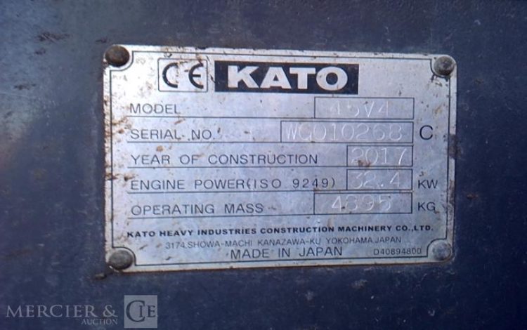 GENERIQUE MINI-PELLE KATO 45V4 3 GODETS – 5T – 3012H – AN2017  PEL748511