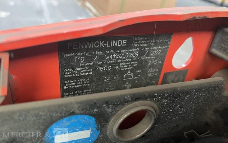 FENWICK TRANSPALETTE ELECTRIQUE T16 -AN 2022 – 1840 HEURES ROUGE 101.638