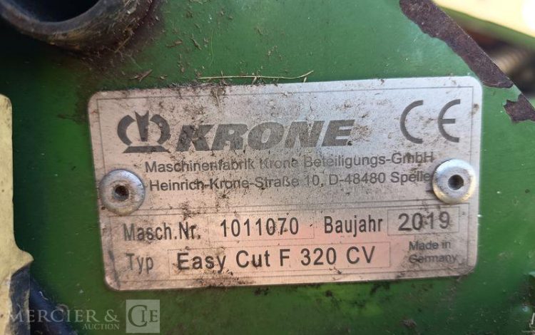 KRONE FAUCHEUSE  A DISQUES FRONTALE AVEC CONDITIONNEURS A DENTS EC320F CV – ANNEE 2019  11070