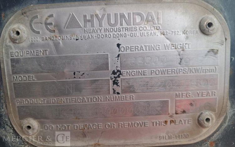 HYUNDAI PELLE DE DEMOLITION 330NL SUR CHENILLES DIESEL -33 TONNES- 6216 HEURES – AN 2016  235889