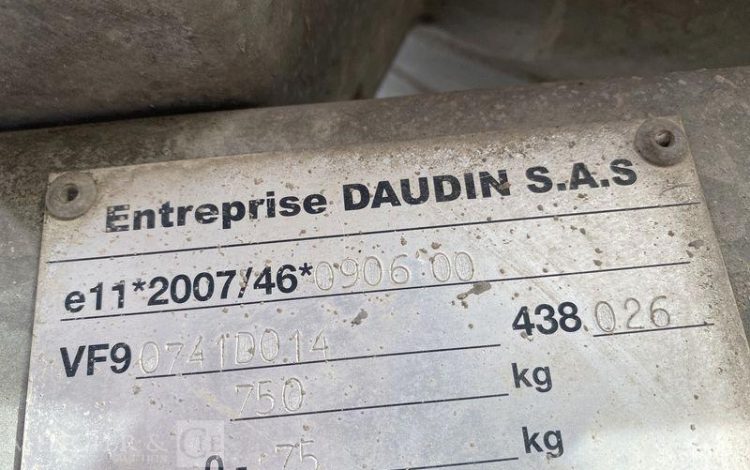 DAUDIN REMORQUE CITERNE 500 LITRES – 1 ESSIEU – PTAC 750KG BLANC DH-380-ZQ