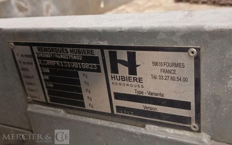 HUBIERE REMORQUE PORTE ROULEAU 1 ESSIEU – PTAC : 1,3 TONNE – ANNE 2018 BLANC EV-944-CY