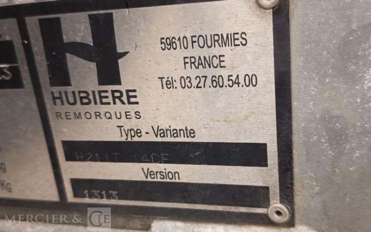 HUBIERE REMORQUE PORTE ROULEAU 1 ESSIEU – PTAC : 1,3 TONNE – ANNE 2018 BLANC EV-944-CY
