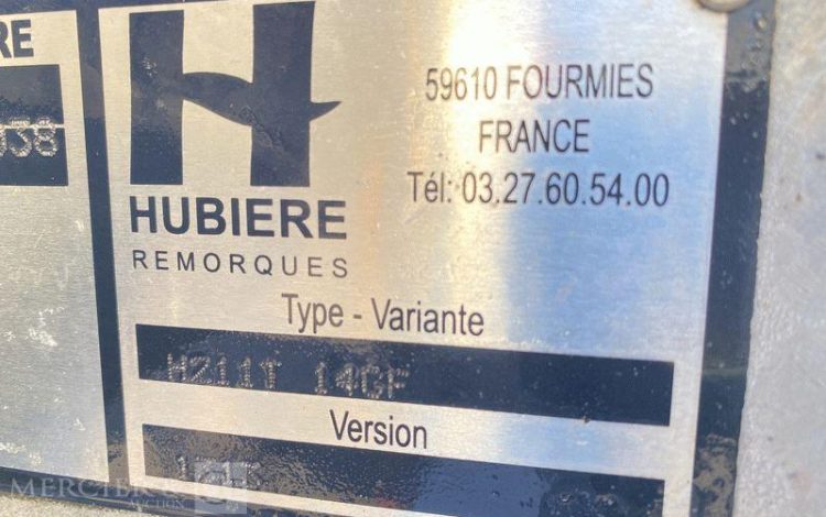 HUBIERE REMORQUE PORTE ROULEAU H211T 14GF – PTAC 1300KG – 1 ESSIEU BLANC FD-051-VQ