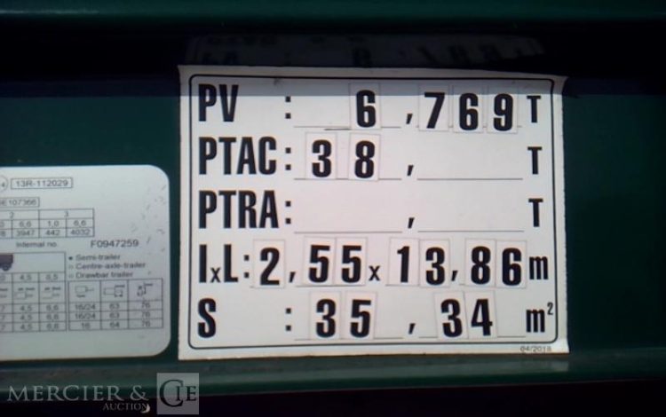 KRONE SEMI REMORQUE BACHE 3 ESSIEUX PTAC 38T  FV-963-PG